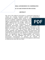 Roles of Federal Government in Cooperative Financing (A Case Study of Oyo State)