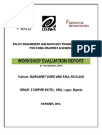 Policy Advocacy and Engagement Training Post Evaluation Report - Lagos, Nigeria (September, 2010)