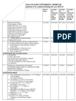 Maharshi Dayanand University, Rohtak: Schedule of Examinations To Be Conducted During The Year 2012-13