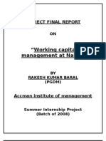 Summer Training Report On Working Capital Mangement