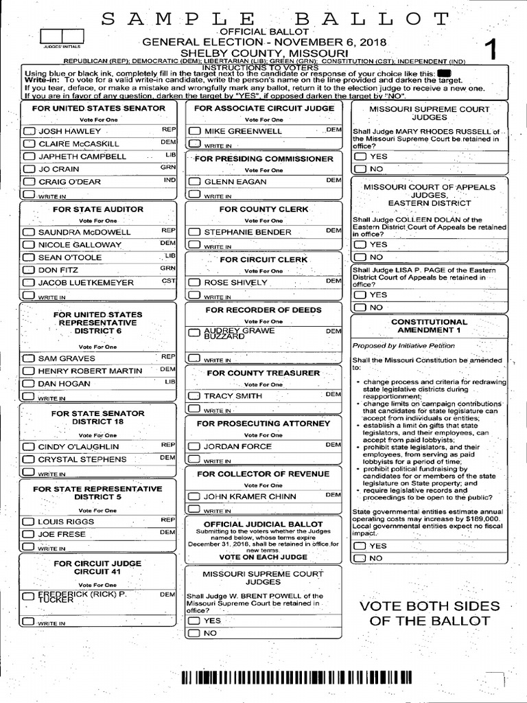 Shelby County IL Sample Ballot