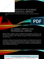 Considerations in Academic and Professional Writing