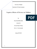 Negative Effects of Divorce On Children: University of Sharjah Department of Foreign Languages