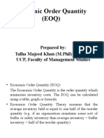 Economic Order Quantity (EOQ) : Prepared By: Talha Majeed Khan (M.Phil) Lecturer, UCP, Faculty of Management Studies