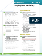 Unit 1 Changing Lives. Vocabulary: Limba Engleză L2 - Clasa A VIII-a