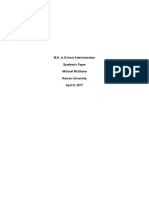 M.A. in School Administration Synthesis Paper Michael Mcshane Rowan University April 8, 2017