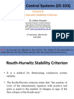 Lecture 8 Routh Herwitz Stability Criterion