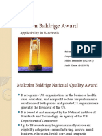 Malcolm Baldrige Award: Applicability in B-Schools