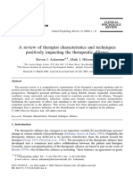 Ackerman - 2003 - A Review of Therapist Characteristics and Techniques Positively Impacting The Therapeutic Alliance