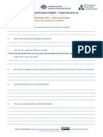 Student Worksheets English - Food Connects Us: Worksheet One - Listening/viewing