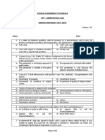 Hours: 1 Hour Marks: 50: Pankaj Commerce Tutorials CPT - Mercantile Law Indian Contract Act, 1872