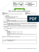 Dietary Computation: Desirable Body Weight Determination: NCM 105A Nutrition and Diet Therapy Laboratory