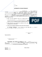 Affidavit of Non-Tenancy FORMAT