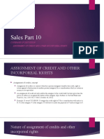 Sales Part 10: Coverage of Discussion: Assignment of Credit and Other Incorporeal Rights