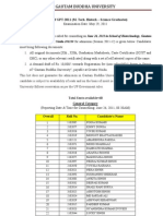 Result of GPT-2011 (M. Tech. Biotech - Science Graduates)