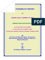 Pre-Feasibility Report Green Field Cement Plant