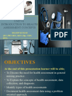 Unit 01 Introduction To Health Assessment Concepts: Dileep Kumar (RN, PRN BSN, MSN, Dip: CHN, Dit)