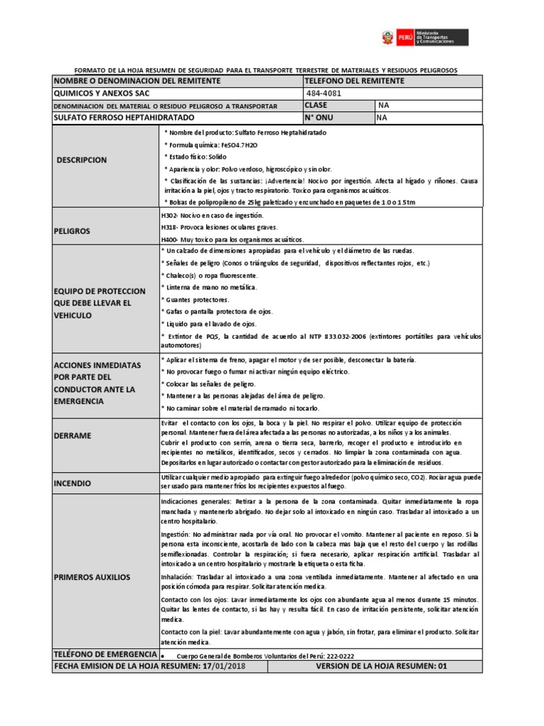 Sulfato Ferroso - Resumen | PDF