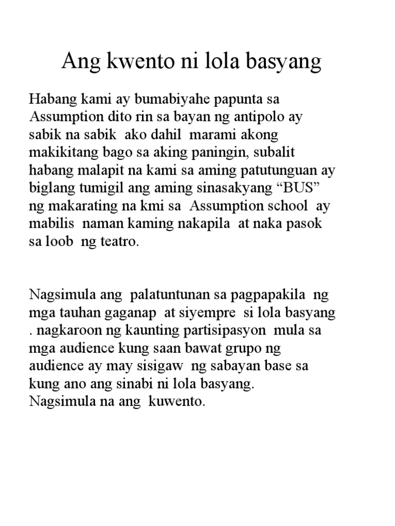 Halimbawa Ng Maikling Kwento Tungkol Sa Buhay Ng Isang Karaniwang ...