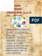 To Study Various Factors On Which The Internal Resistance Emf of A Cell Depends