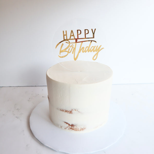 GOLDEN HAPPY BIRTHDAY ROUND CAKE TOPPER