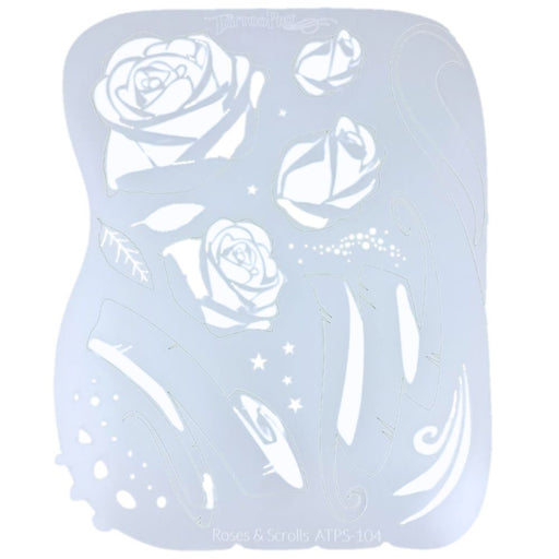 Tattoo Pro 104  - Body Painting Stencil - Roses and Scrolls