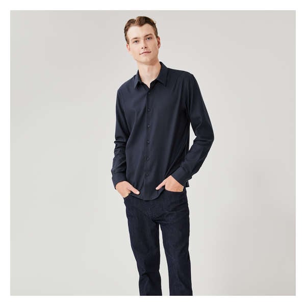 Men's Premium Dobby Dress Shirt - Dark Navy