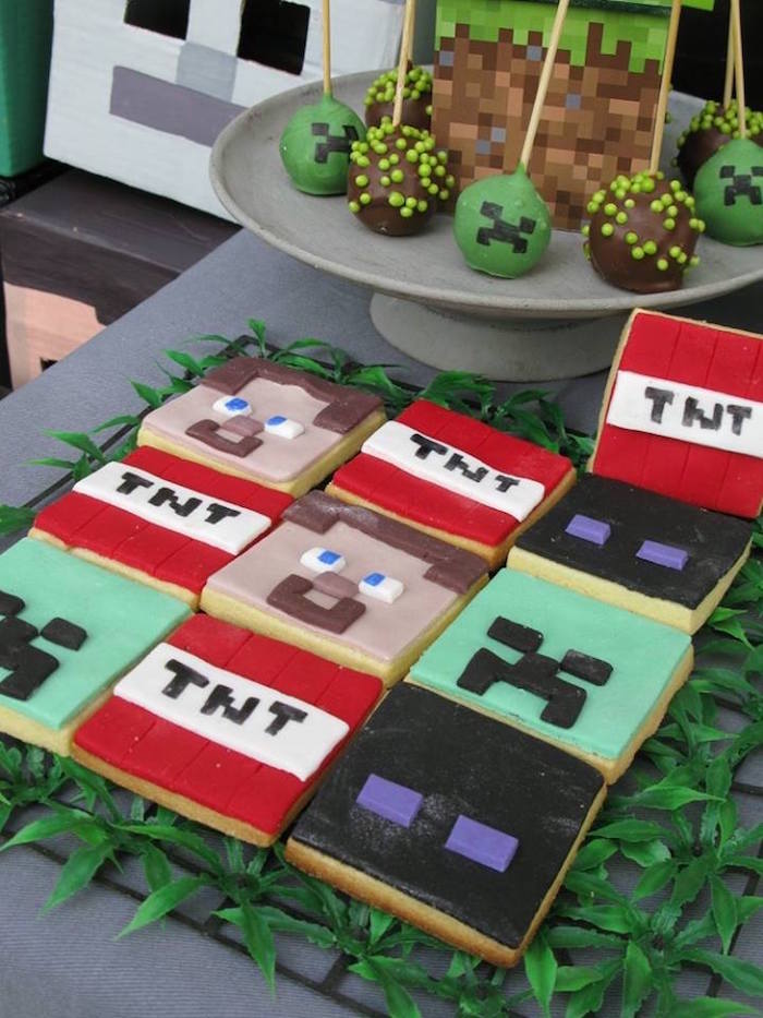 Minecraft cookies from a Minecraft Birthday Party via Kara's Party Ideas KarasPartyIdeas.com (7)