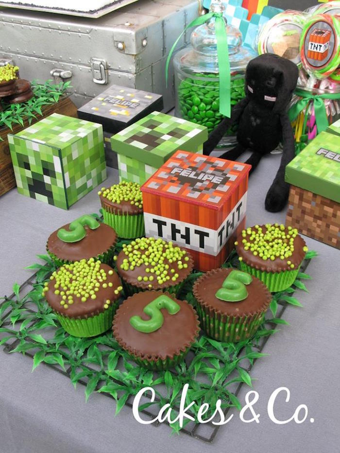 Cupcakes from a TNT Minecraft Birthday Party via Kara's Party Ideas KarasPartyIdeas.com (14)