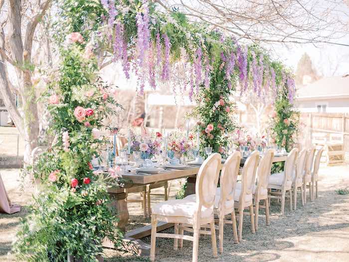 Bridgerton Inspired Guest Table from a Bridgerton Inspired Baby Shower on Kara's Party Ideas | KarasPartyIdeas.com