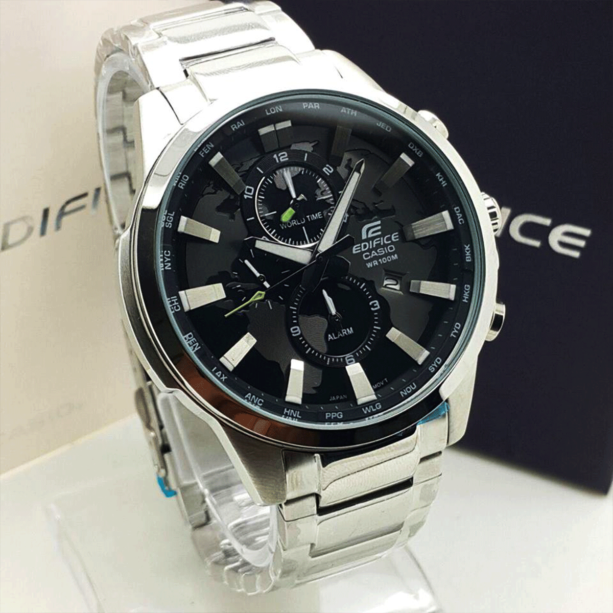 Men's Edifice Analog Watch Stainless steel band with black dial