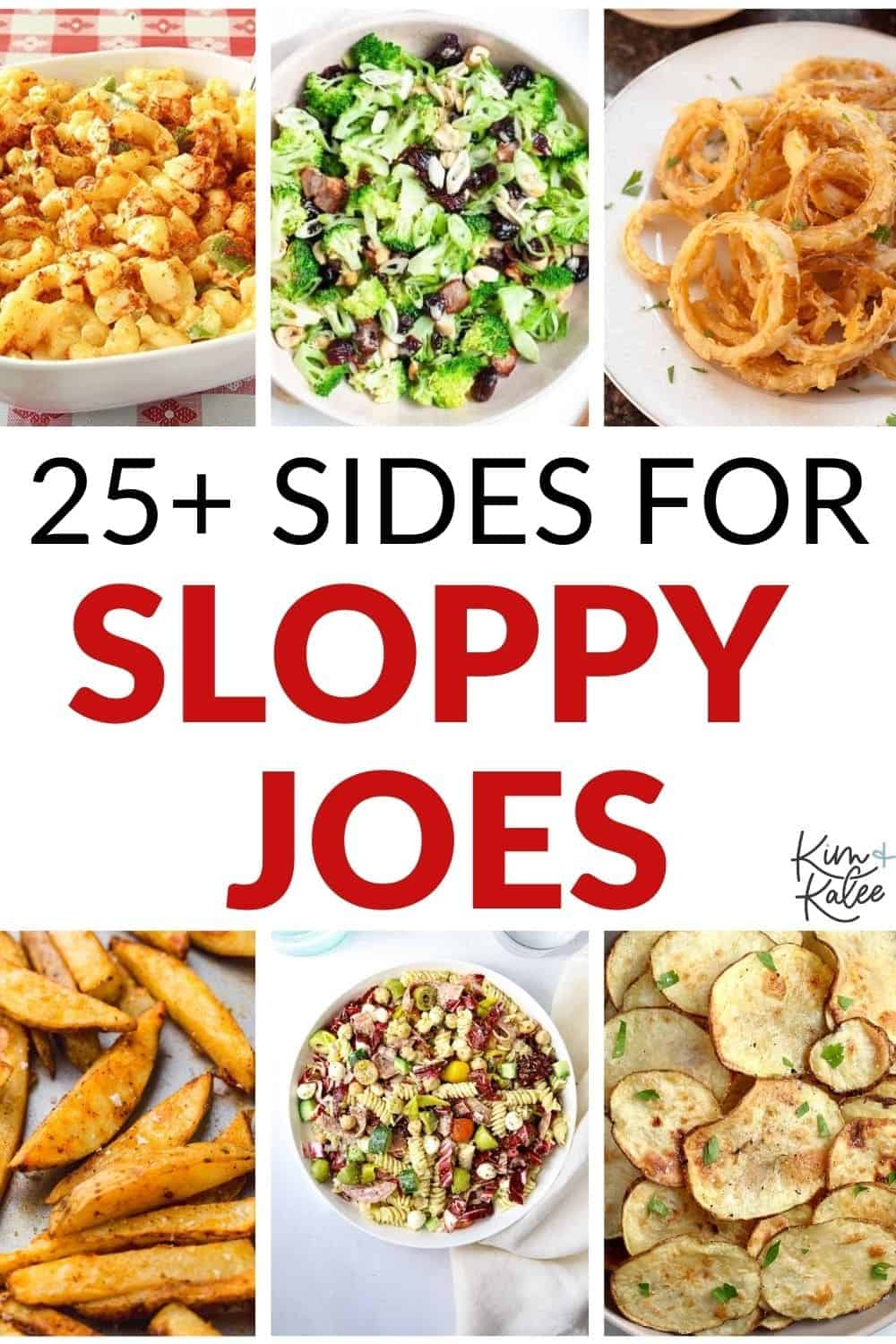 collage of the best side dishes to serve with sloppy joes