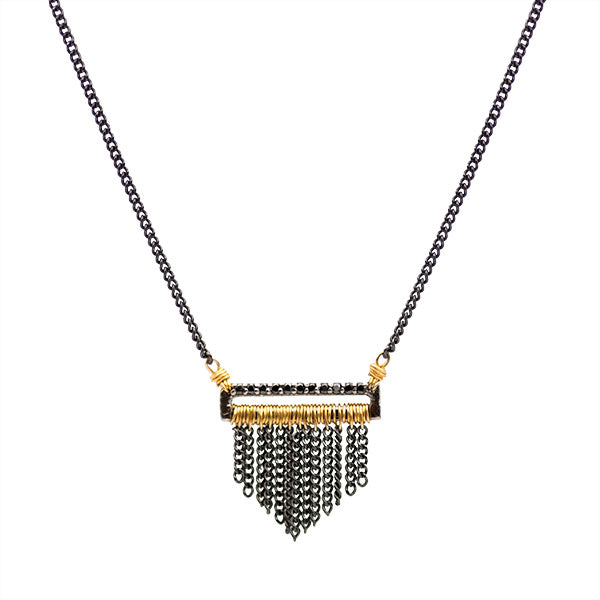 Black Diamond Fringe Necklace