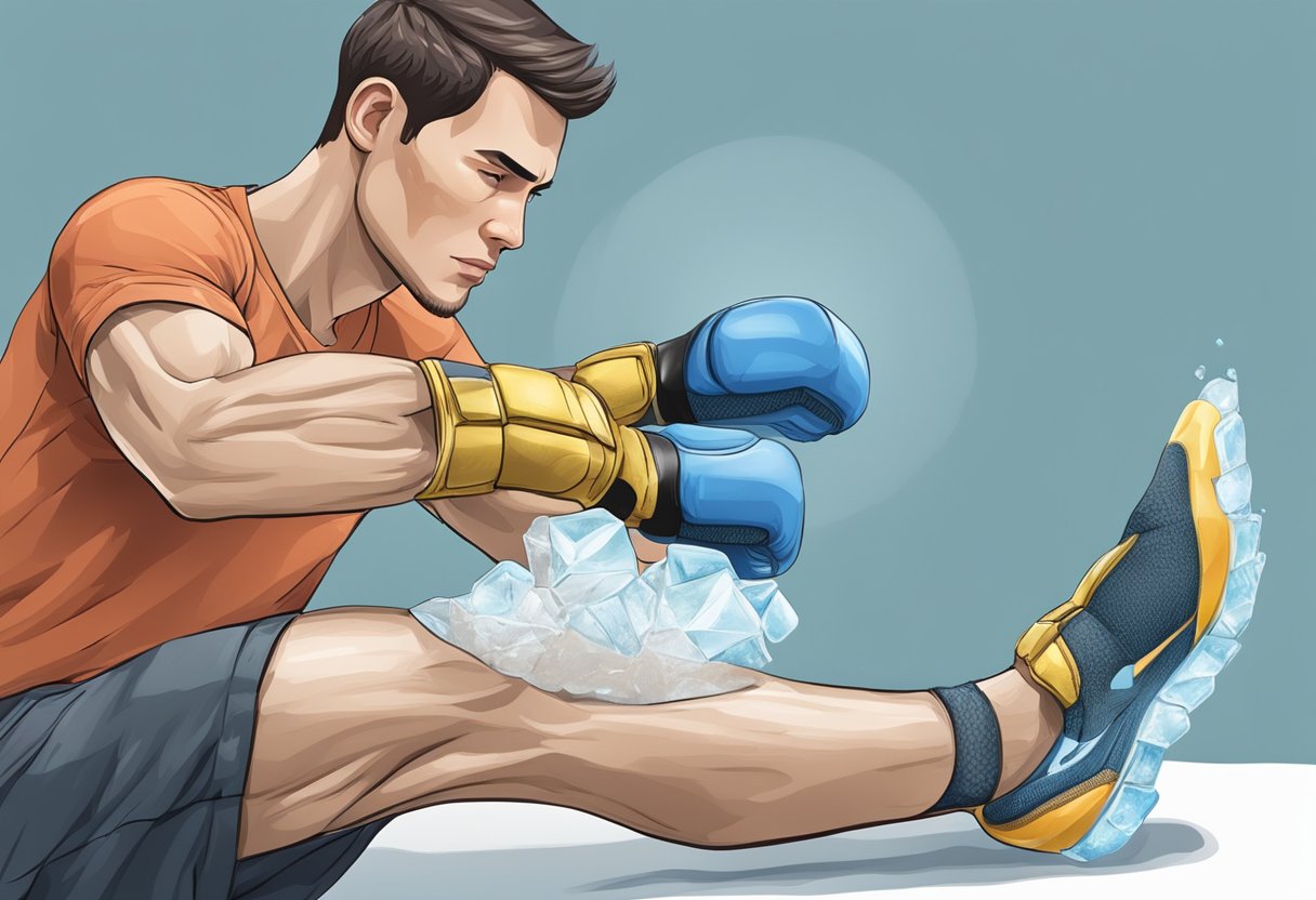 athlete adding ice to an injury