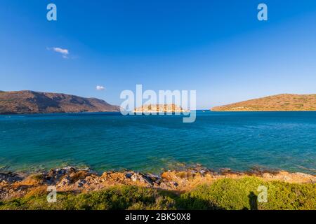 Aerial view of Spinalonga Island, Crete, Greece Stock Photo