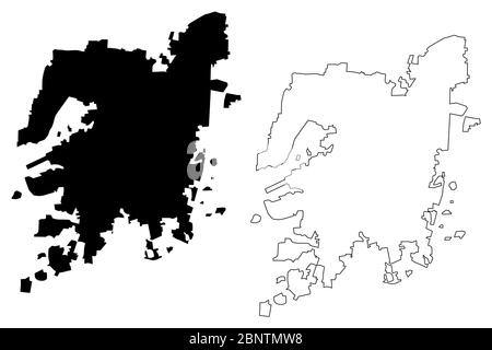 Indore City (Republic of India, Madhya Pradesh State) map vector illustration, scribble sketch City of Indore map Stock Vector