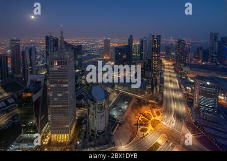 Beautiful Sky line view of West bay Financial Hub of Doha City Stock Photo