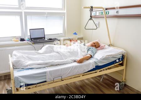 Middle age woman cancer patient Stock Photo