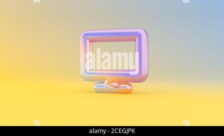 Colorful vibrant 3d rendering puffed symbol of monitor on colored background with shadow Stock Photo