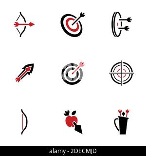 Icons for theme archery , vector, icon, set. White background Stock Vector