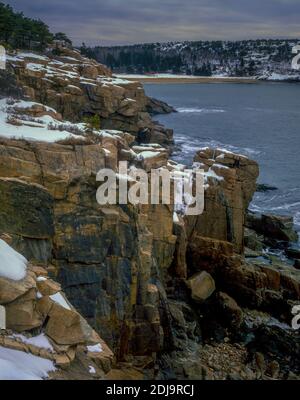 Cliffs, Sand Beach, Acadia National Park, Maine Stock Photo