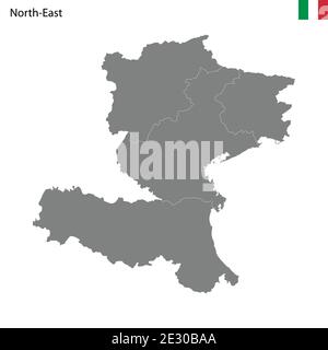 High Quality map Northeast region of Italy, with borders of the provinces Stock Vector