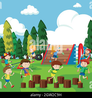 Kids having fun in park Stock Vector