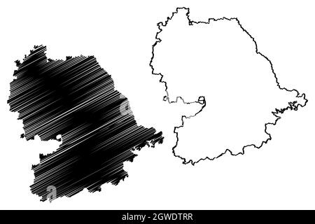 Indore district (Madhya Pradesh State, Indore division, Republic of India) map vector illustration, scribble sketch map Stock Vector