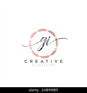 GI Initial handwriting minimalist geometric logo template vector art, Logo for business beauty, fashion, and other art Stock Vector