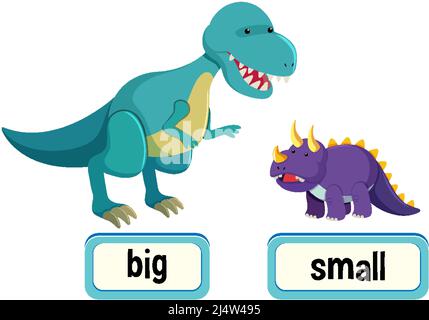 Opposite words for big and small illustration Stock Vector