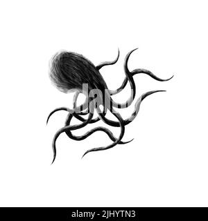 Dark octopus art, logo design Stock Photo