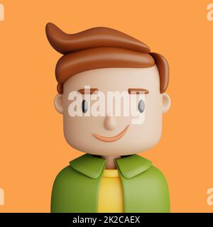 3D cartoon avatar of smiling caucasian man Stock Photo