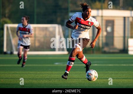 London, UK. 13th Nov, 2022. K Sports Cobdown Hannah Baptiste (10 Dulwich Hamlet) in action during the Vitality Women's FA Cup First Round game between Aylesford and Dulwich Hamlet at K Sports Cobdown in London, England. (Liam Asman/SPP) Credit: SPP Sport Press Photo. /Alamy Live News Stock Photo