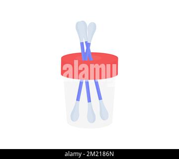 Cotton swabs or cotton buds, ear swab in plastic packaging or box logo design. Hygiene concept. Swab clean healthcare vector design and illustration. Stock Vector